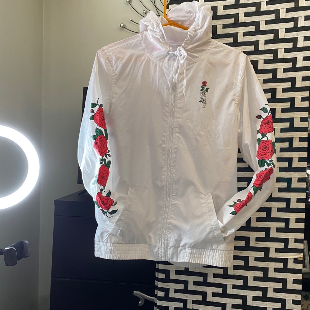Large zip up windbreaker hoodie